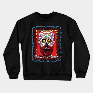 Day Of The Dead Sugar Skull Beard Red Crewneck Sweatshirt